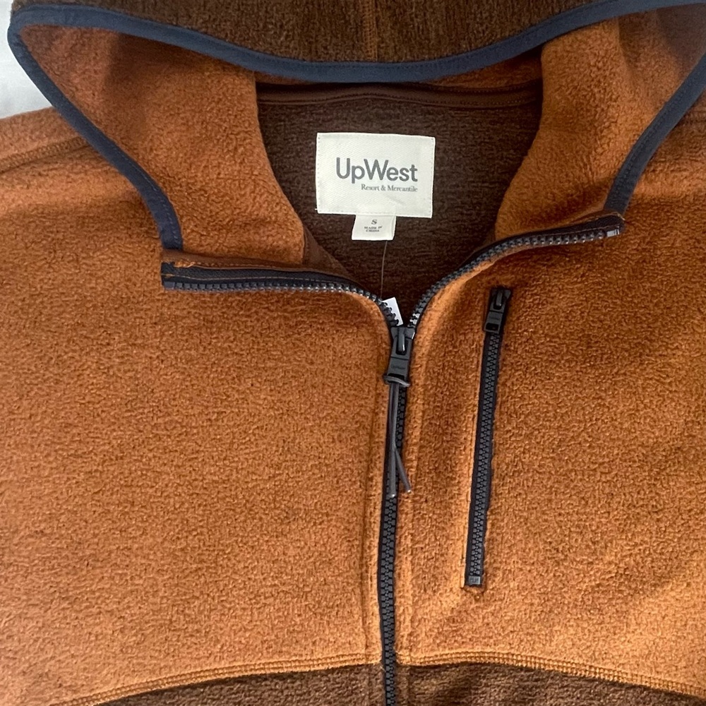 NEW UpWest Cropped Hoodie Jacket Womens Small Brown Sweater Sherpa Earthy Rustic - Picture 5 of 12